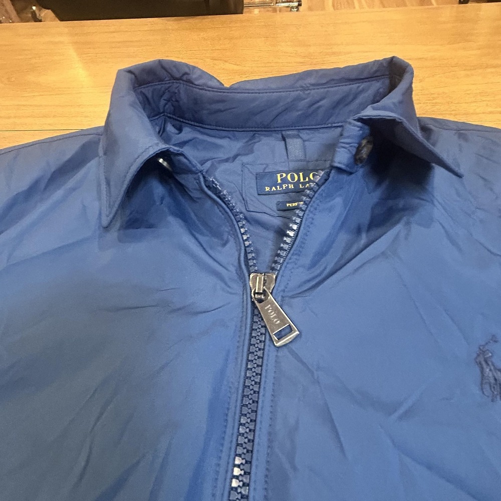 Polo Ralph Lauren Jacket Mens Medium Blue Performance Windbreaker Full Zip Lined